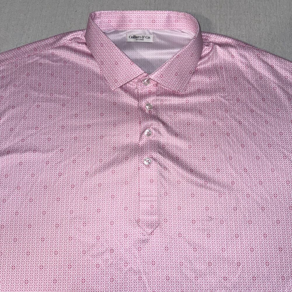Collars and Co Golf Polo Pink Geometric AOP Size 2XL Preppy NWOT